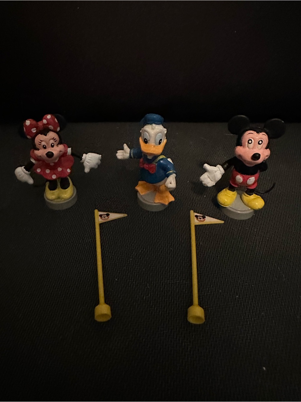 Disney Minnie Mouse, Donald Duck & Mickey Mouse Toy Figures with Yellow Flags